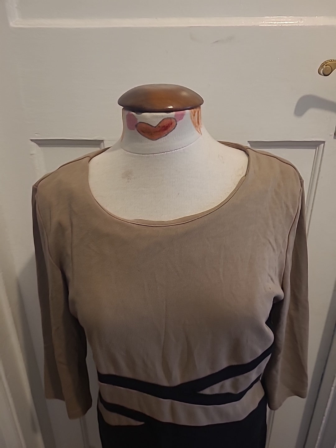 Ladies Homewyee Size 14 Brown Black Dress