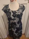 Ladies Precis Size 12 Black White Mesh Short Sleeve Dress