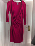 H&M Medium Red Long Sleeve V Neck Dress