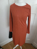 F&F 16 Burnt Orange Ribbed Long Sleeved Dress