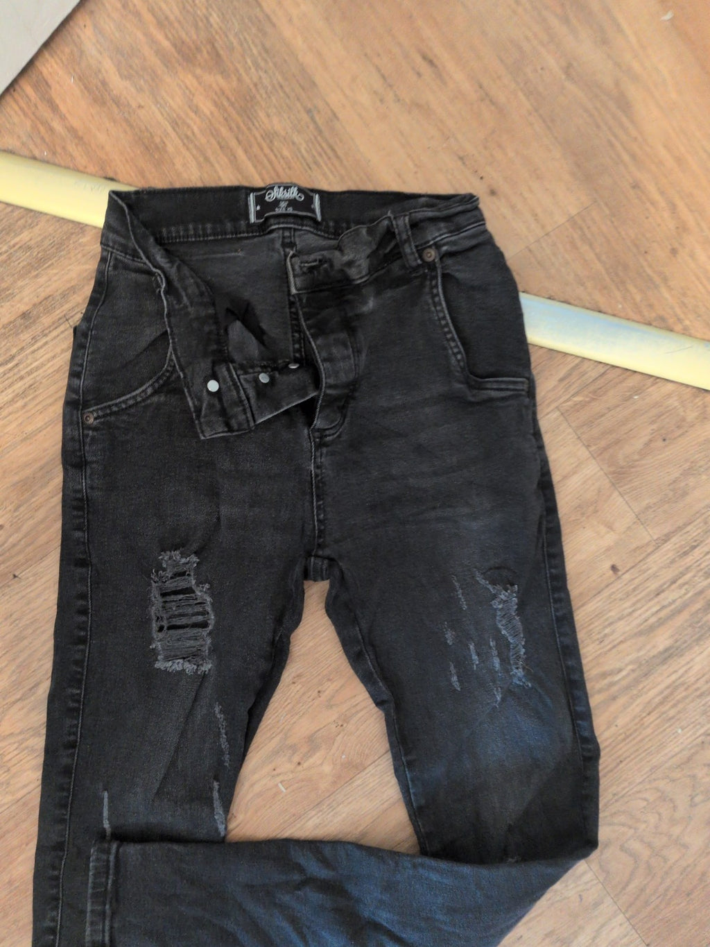 Mens Siksilk Size XS Dark Grey Ripped Skinny Jeans