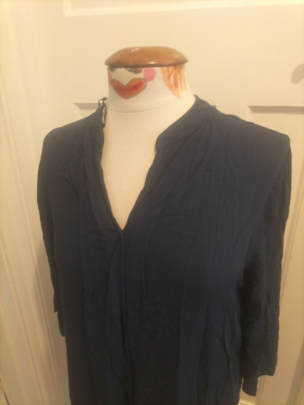 Ladies Marks And Spencer Size 10 Navy 3/4 Sleeved Dress