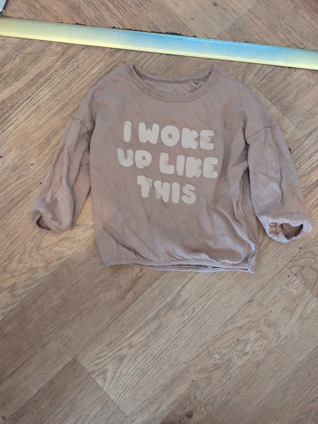 Next 3-4 Years Brown Long Sleeve T-shirt Small Mark On Front