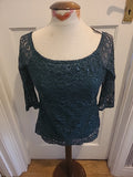 Brand New Ladies Dorothy Perkins Size 10 Bottle Green Lined Sequined Mid Sleeved