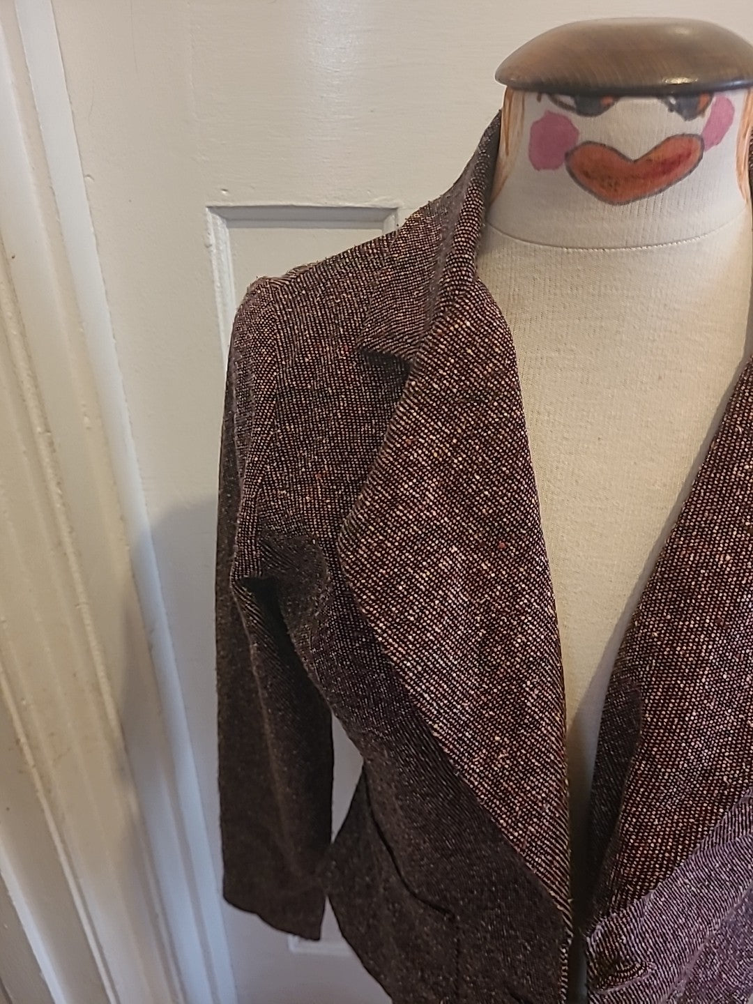 Ladies Size 10 Brown Fleck Lined Long Sleeved Jacket