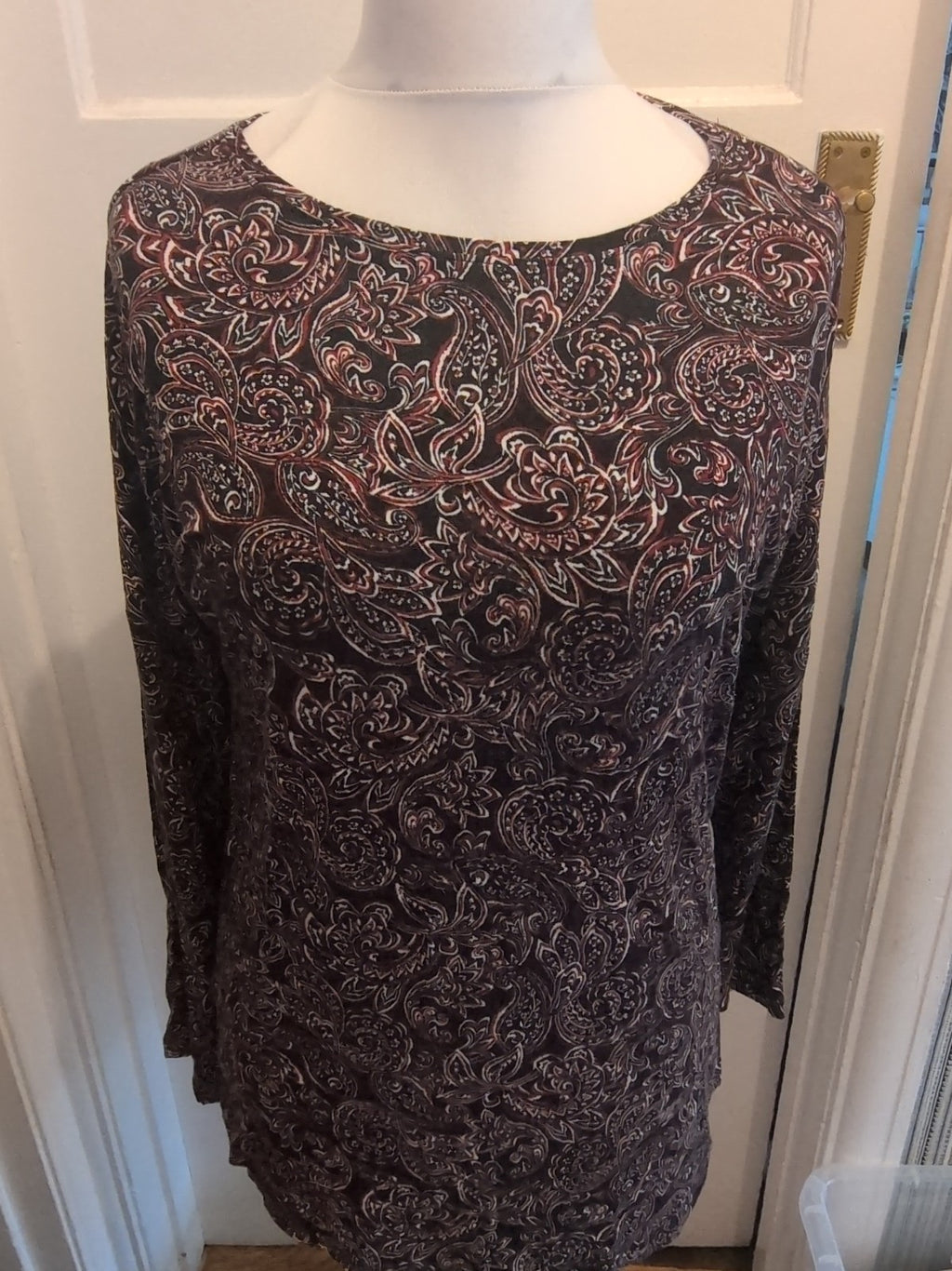 Papaya Medium Black Purple Red White Aztec Oversized Blouse Long Sleeve
