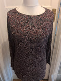 Papaya Medium Black Purple Red White Aztec Oversized Blouse Long Sleeve