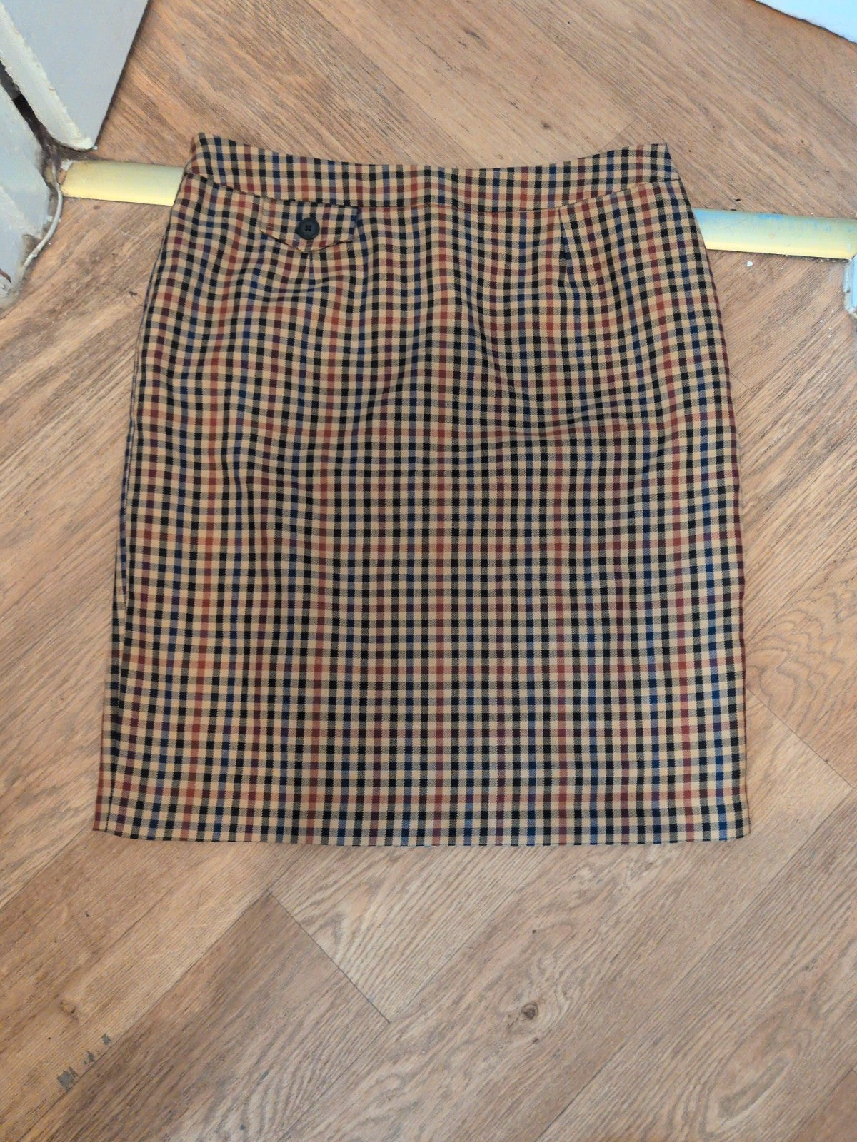 Tu 16 Beige/Brown Check Lined Knee Length Skirt
