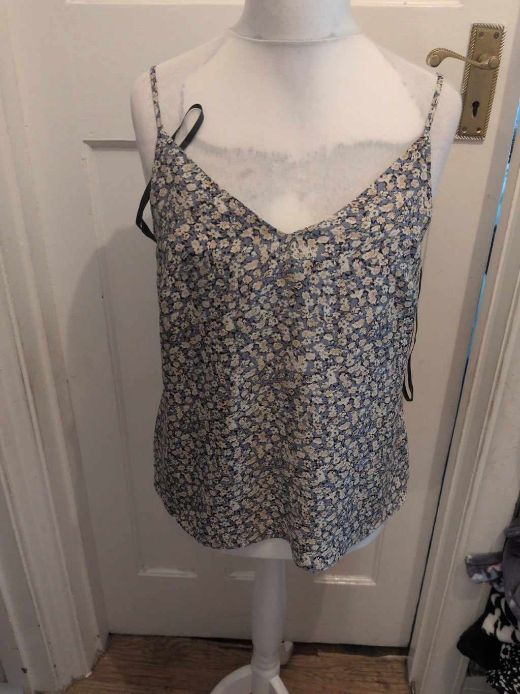 Primark 12 Blue Flower V Neck Sleeveless Blouse