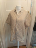 Mens Blue Harbour Size Large Neutral Striped Short Sleeved Shirt