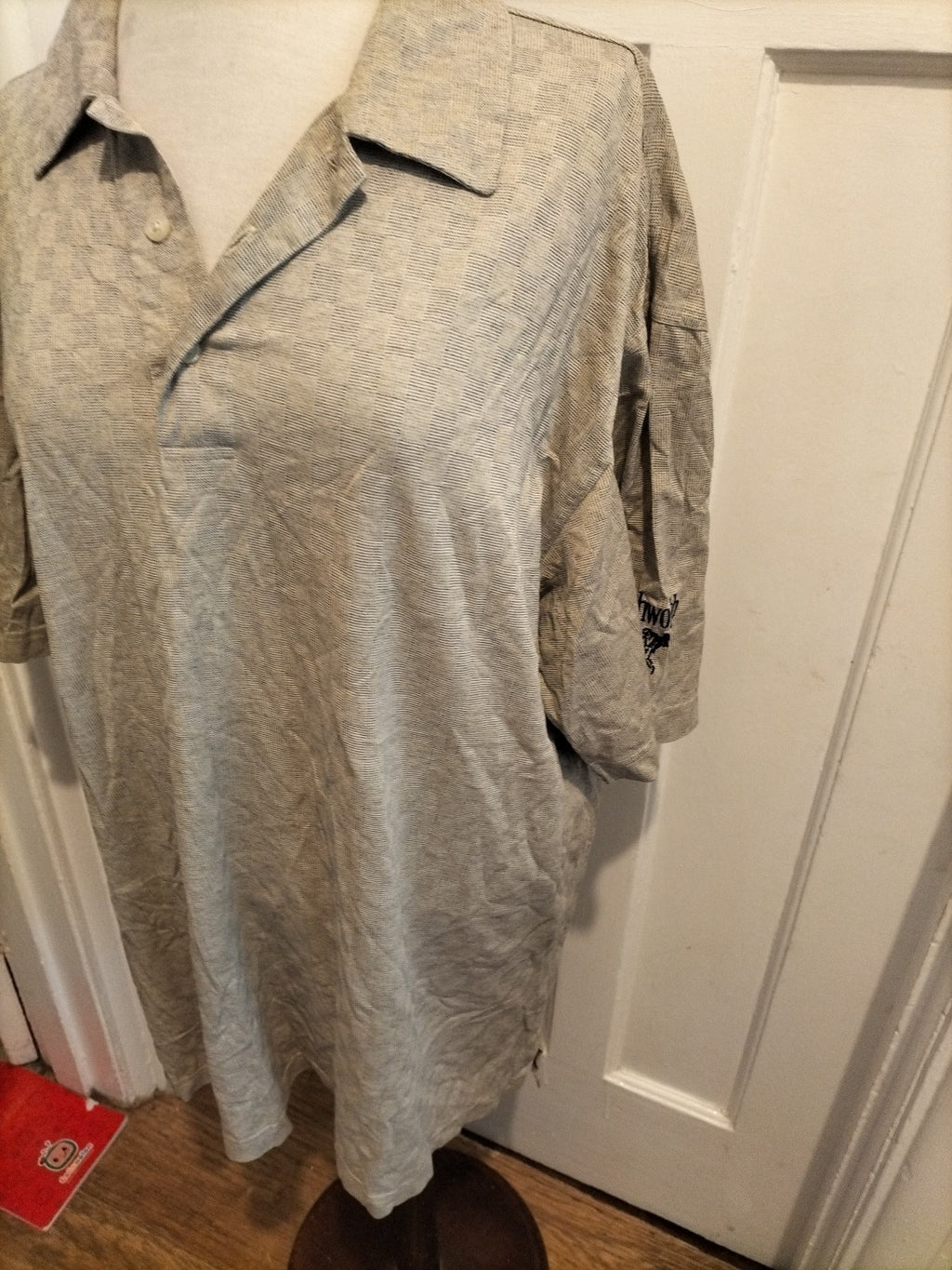 Mens Ashworth Size XL Beige Patterned Check Short Sleeved Shirt