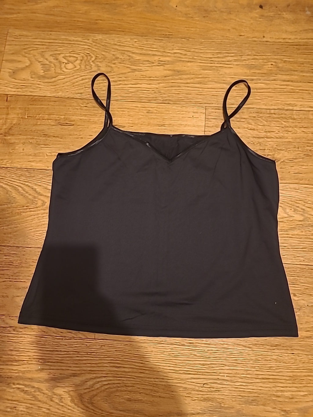 Ladies Per Una Size 16 Black Shiny Sleeveless Cami Top