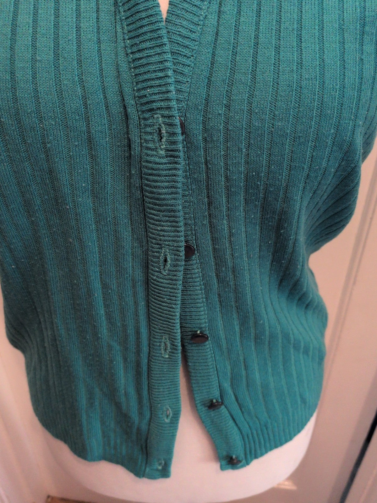 S/M Teal Buttoned Sleeveless Cardigan