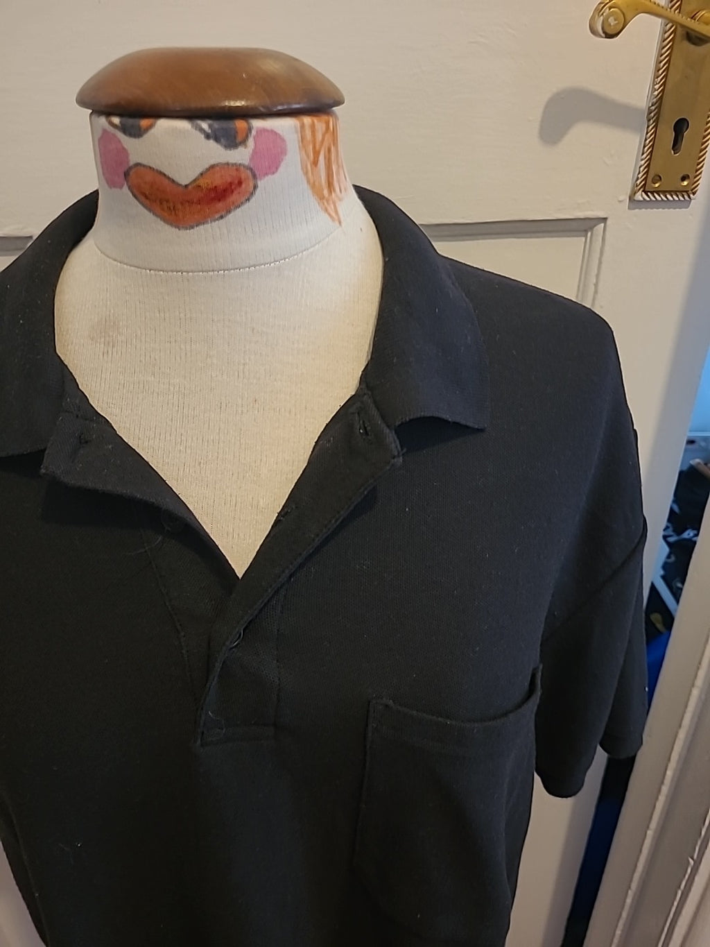 Mens Fruit Of The Loom Size XL Black Short Sleeved Polo
