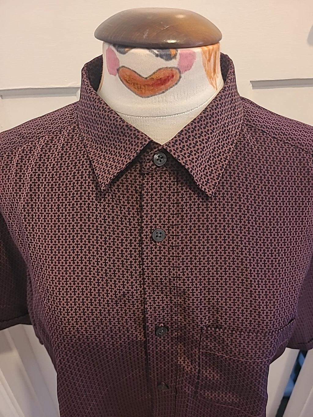 Mens Marks And Spencer Size Medium Purple Black Detailed Regular Fit Easy...