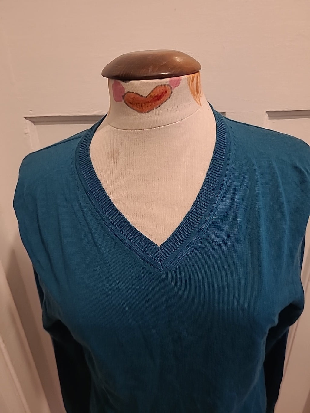 Mens Jack Stuart Size Small Teal Green V Neck Pullover Jumper Lightweight