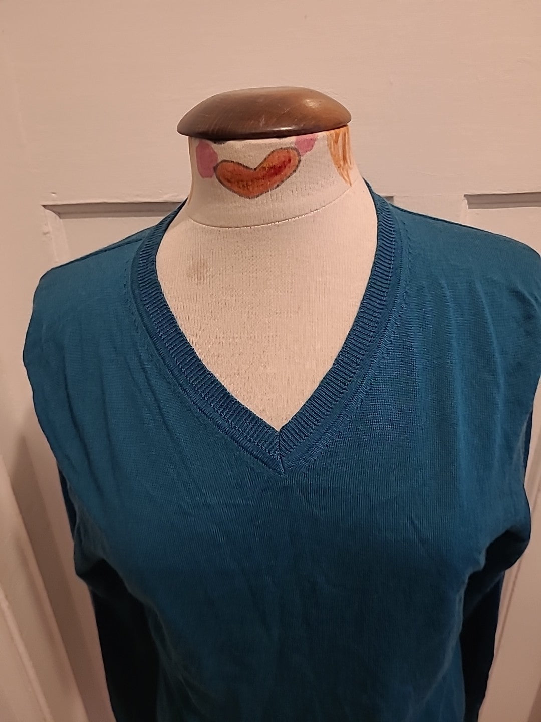 Mens Jack Stuart Size Small Teal Green V Neck Pullover Jumper Lightweight