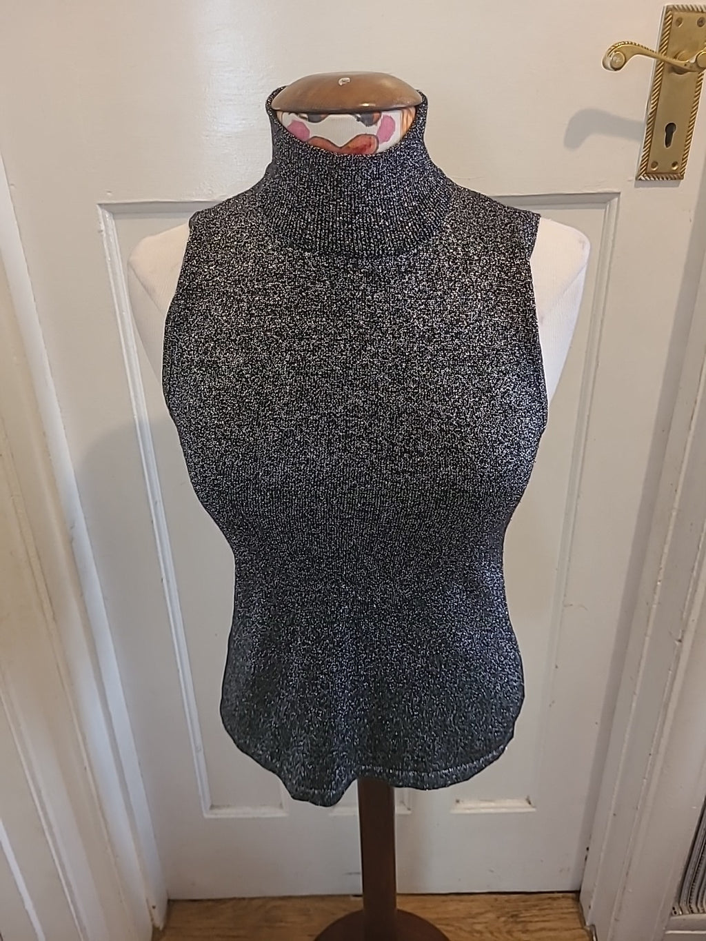 Ladies Classics Size Small Silver Shimmer Sleeveless Tshirt