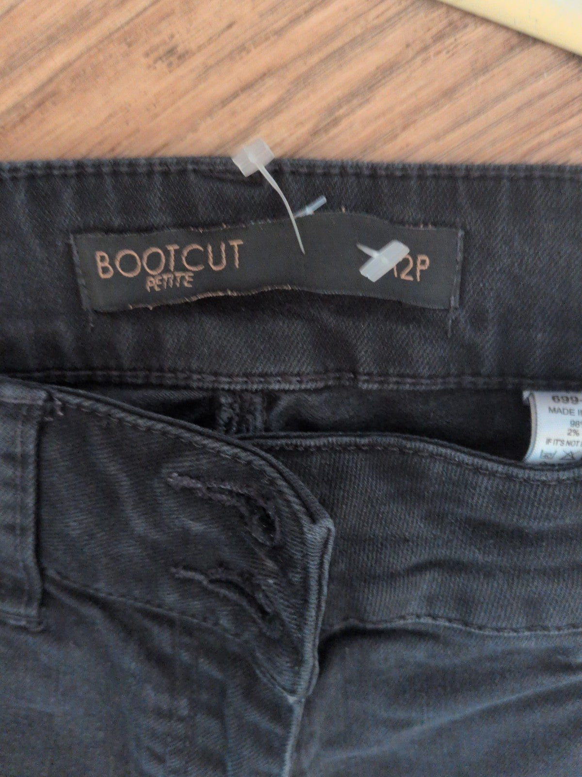 Ladies Next Size 12 Petite Bootcut Black Jeans