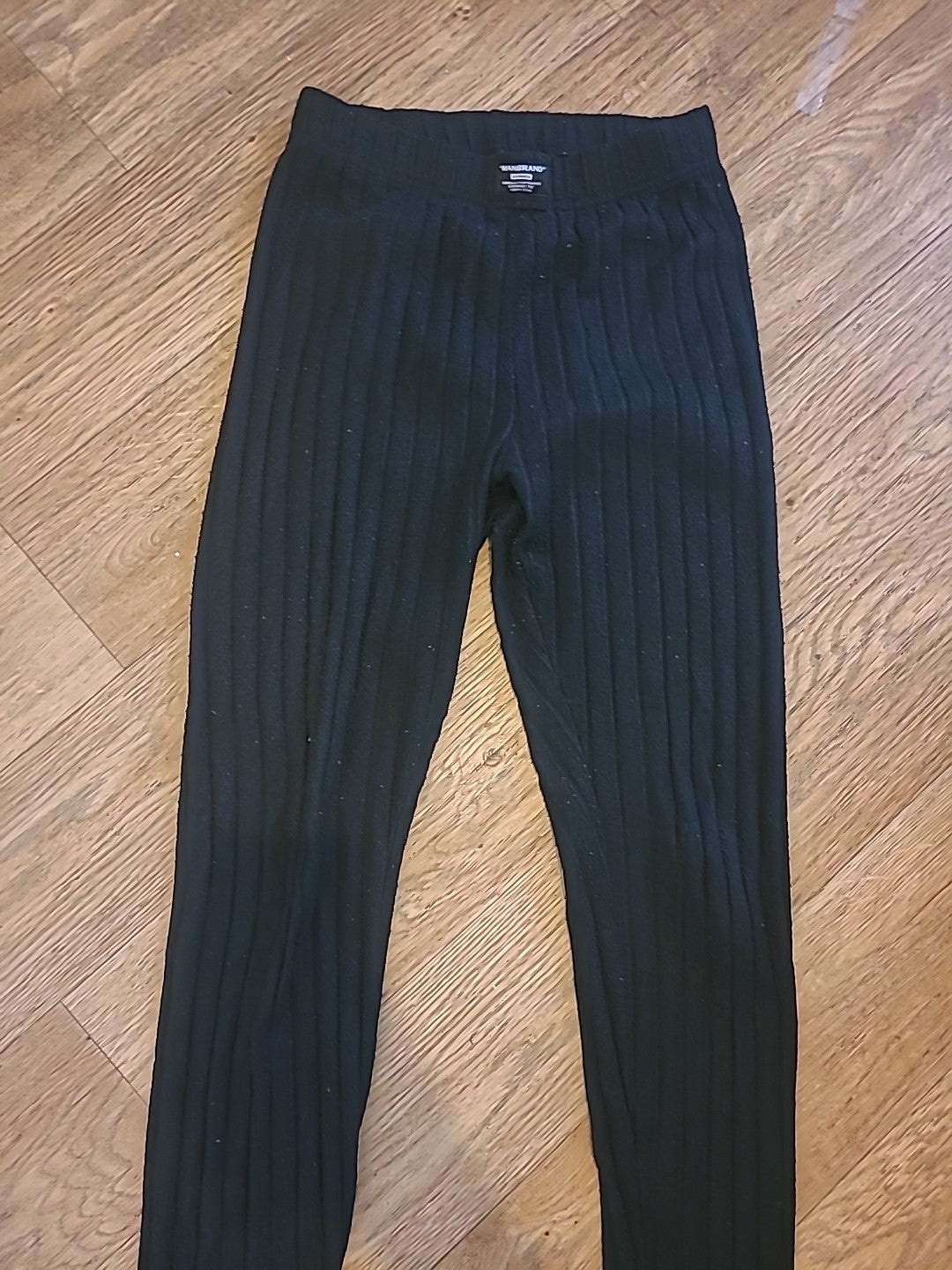 Ladies Manbrand Size Large Black Ribbed Long Sleeved Crop Top With Black Ribbed