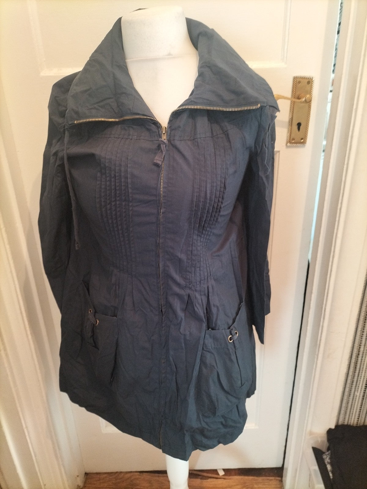 Ladies Denim&Co Size 10 Navy Longline Coat