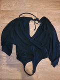 Ladies Asos Size 12 Black Thong Bodysuit