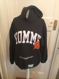 Mens Boohoo Size M Black With White Print Pullover Hoodie