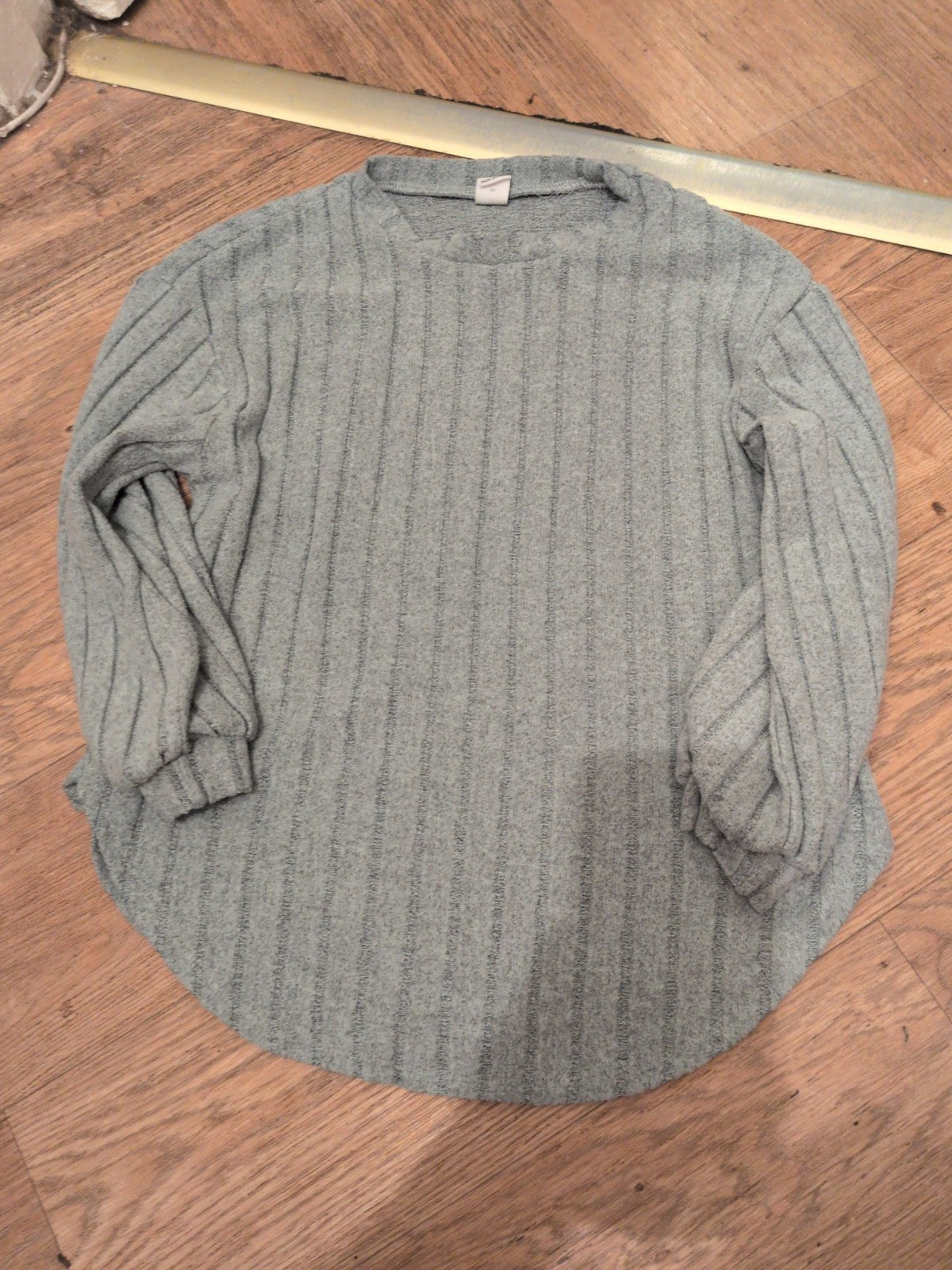Girls Shein 7 Years Grey Rib Long Sleeve Top