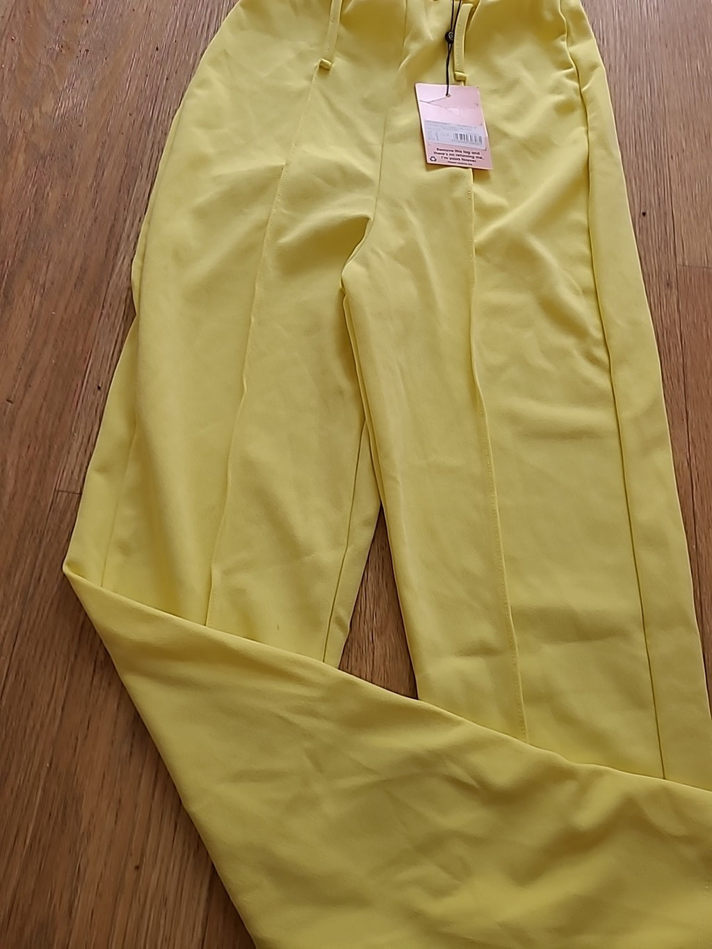 Brand New Missguided Size 8 Yellow Coord Self Fabric Belted Trousers
