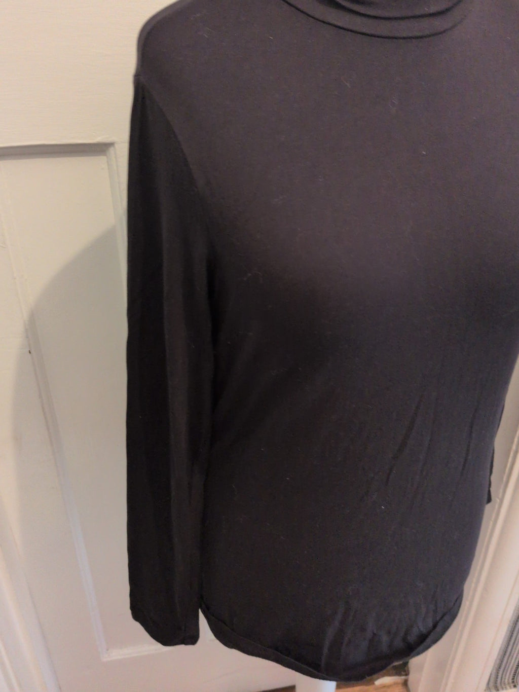 XL Black Long Sleeve High Neck T-shirt