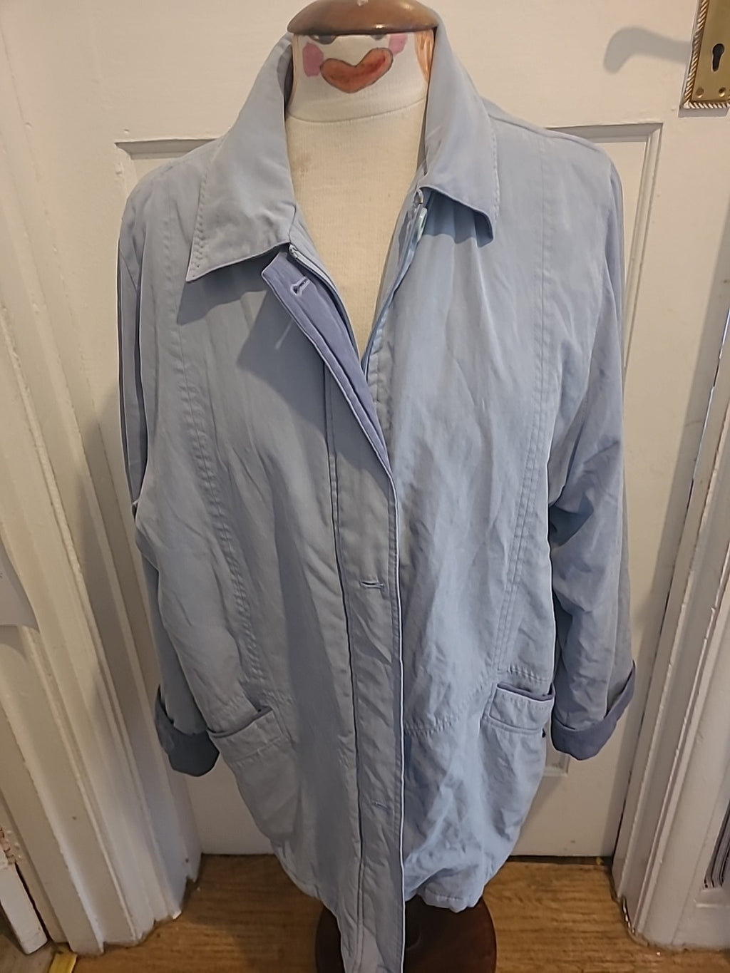 Ladies EWM Size 22 Blue Padded Lined Zip Through Coat