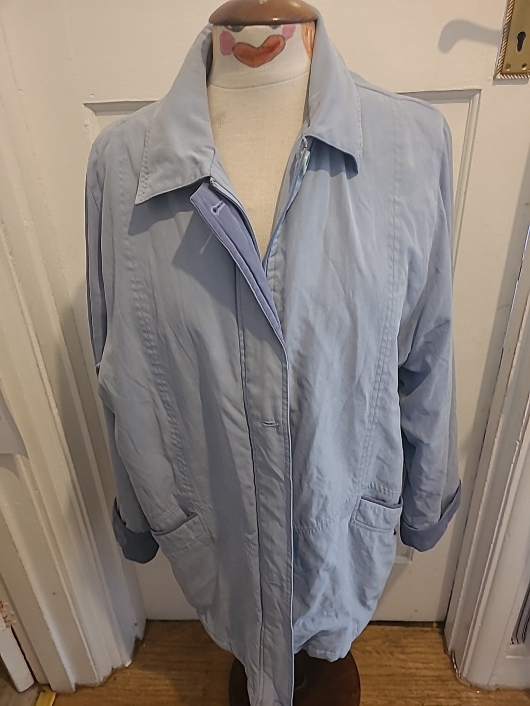 Ladies EWM Size 22 Blue Padded Lined Zip Through Coat