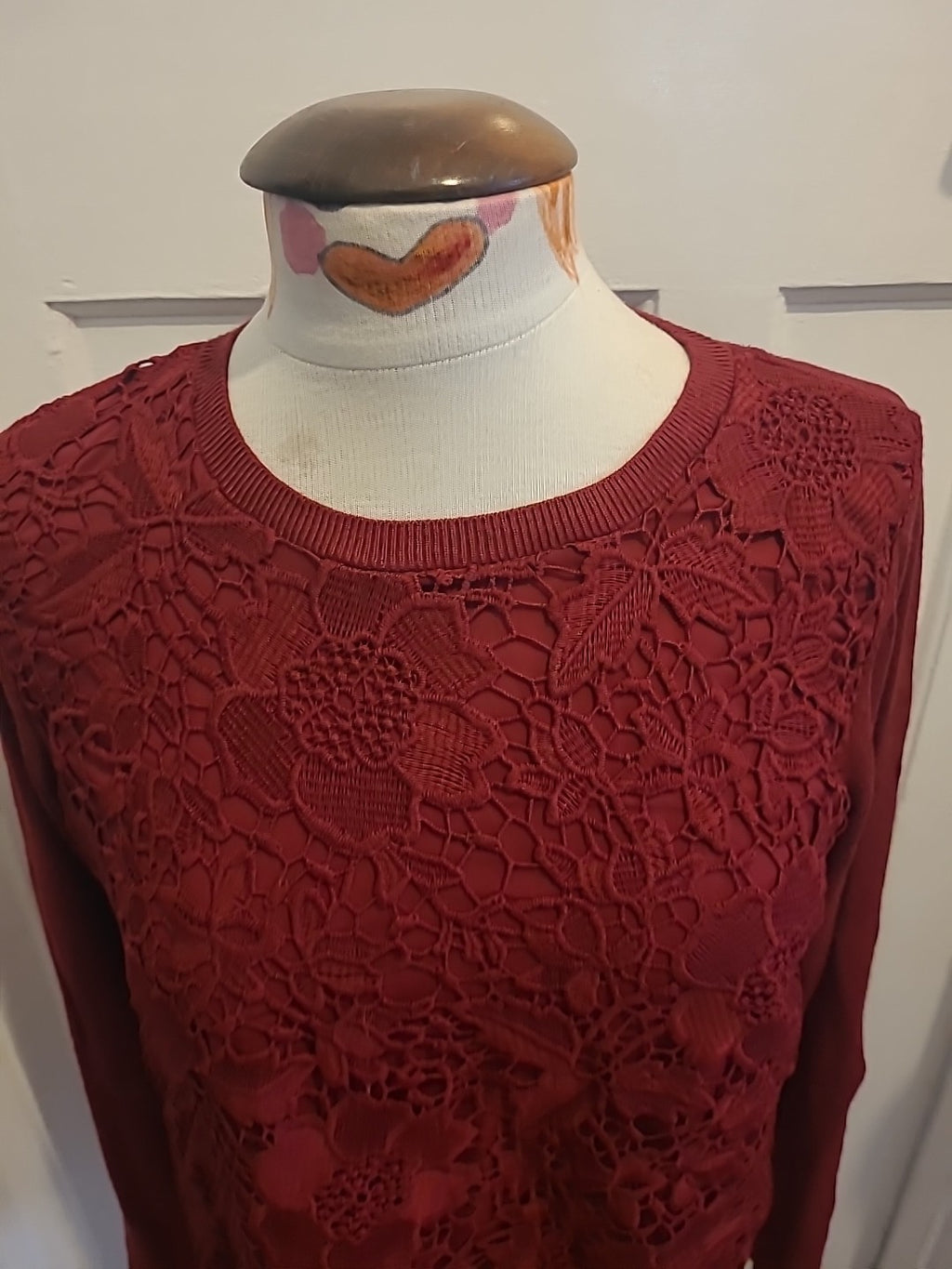 Ladies Soon Size 12 Purple Lace Lined Long Sleeved Blouse
