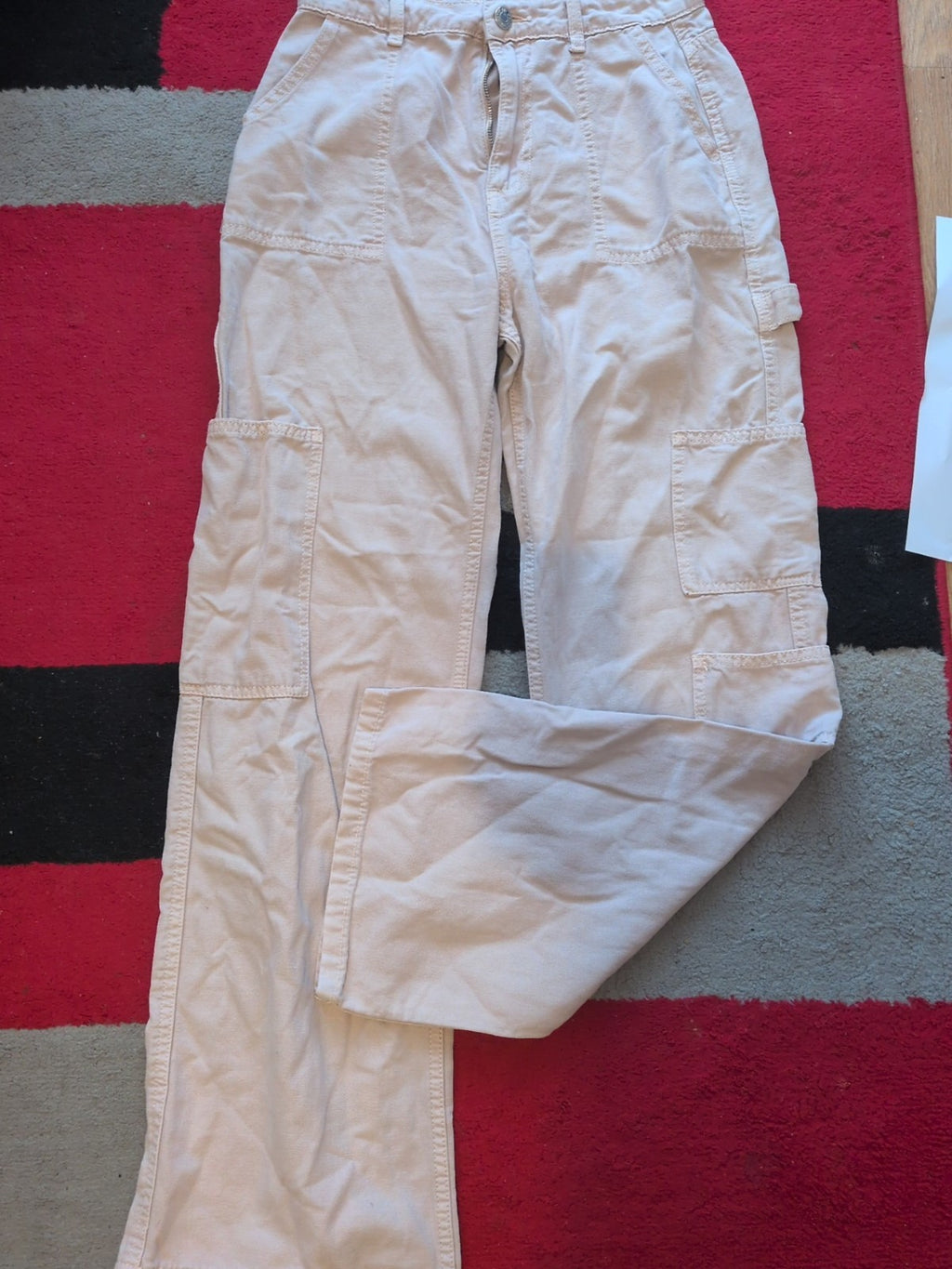 Ladies Primark Size 6 Stone Denim Cargo Trousers