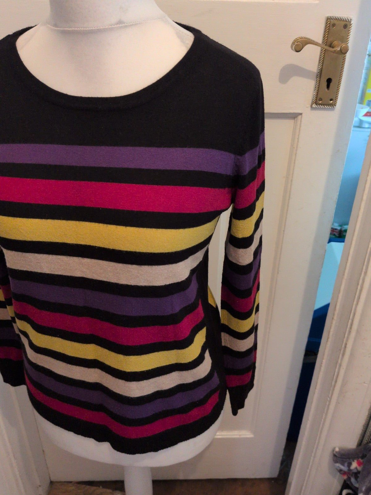 M&Co 14 Black With Stripes Long Sleeve Jumper