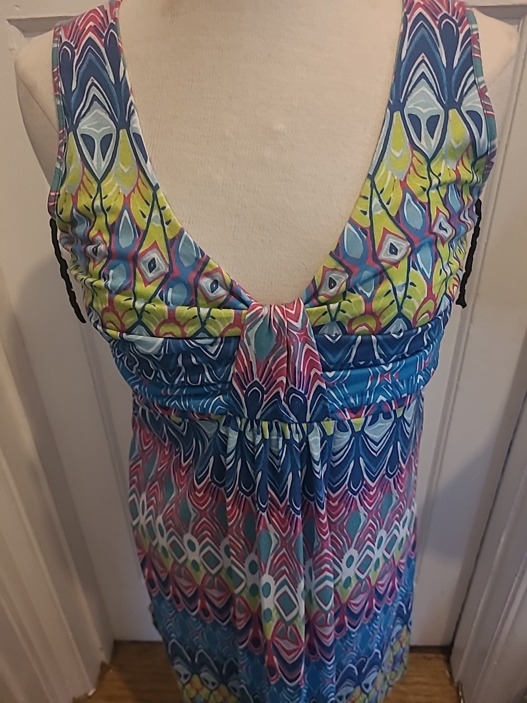Ladies Forca Portugal Size Medium Multicoloured Sleeveless Low Cut Dress