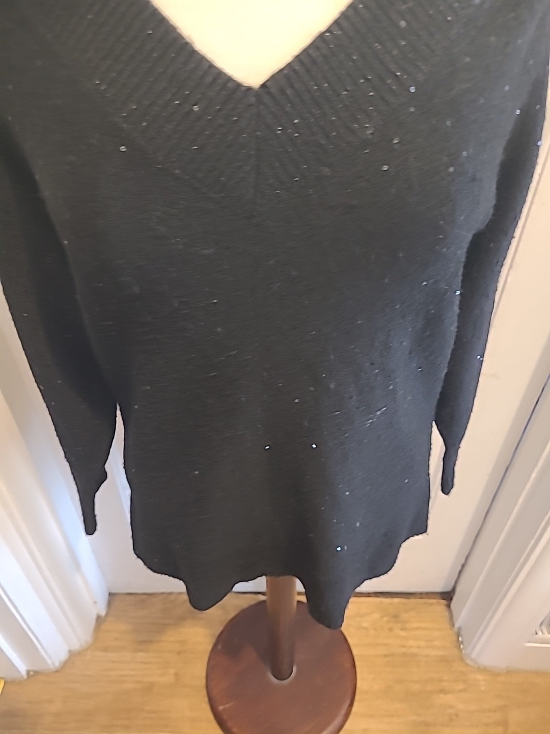 Ladies Primark Size 2XS Black Sequin Long Sleeved Jumper