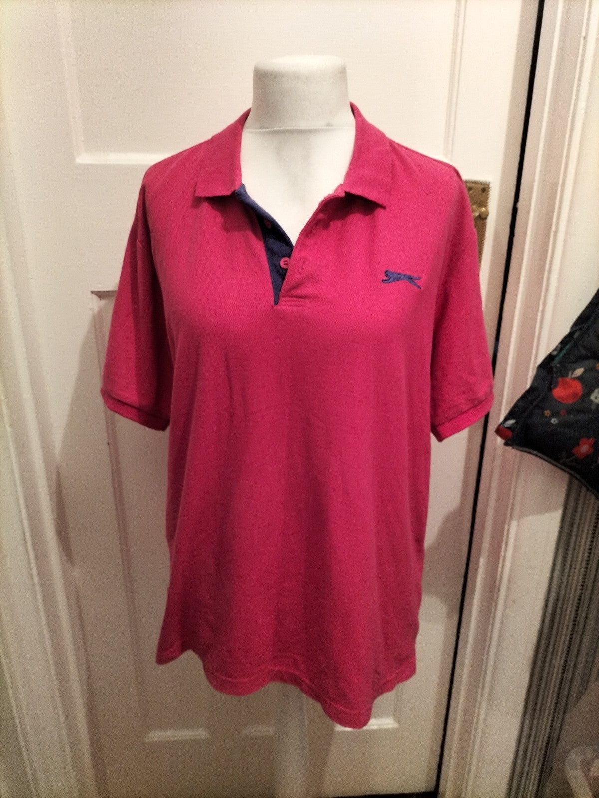 Mens Slazenger Size XL Pink Short Sleeved Collared Polo