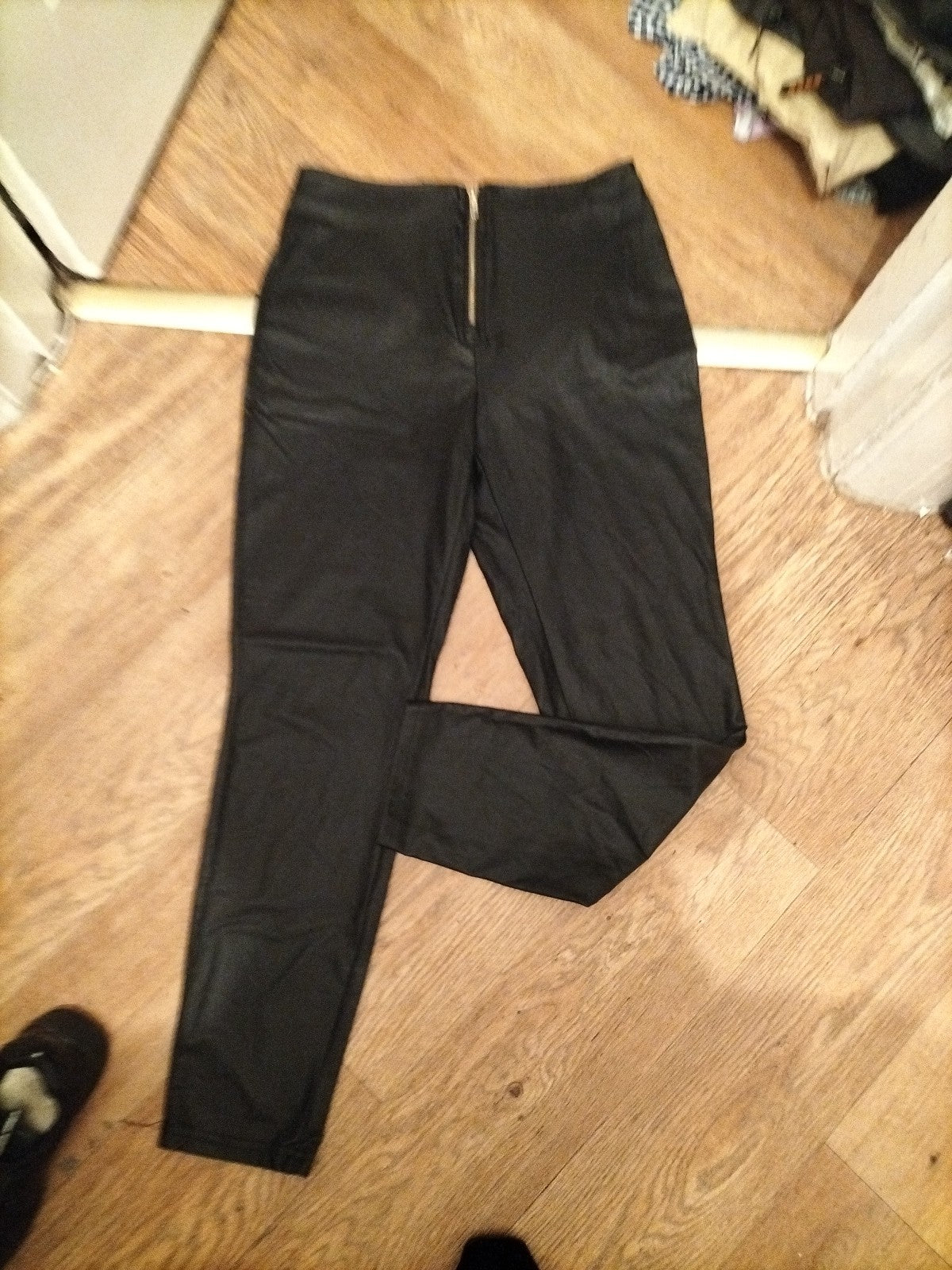 Shein Petite Large Black Pleather Trousers