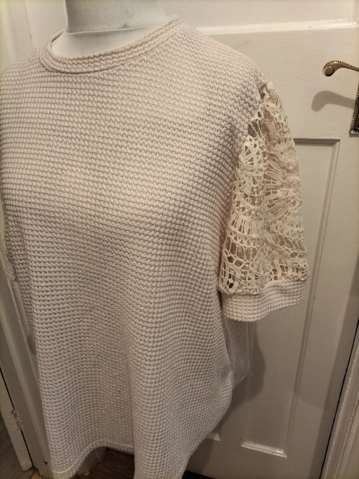Ladies Shein Size 3xl Ivory Lace Sleeveless Blouse
