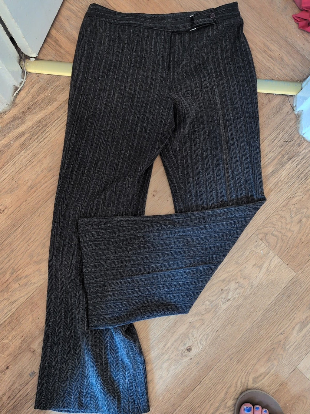 Y Collection 14 Grey Stripe Straight Leg Trousers