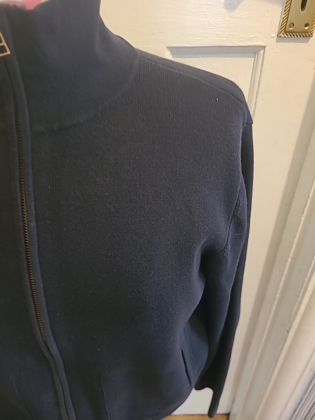 Ladies Terre Mer Size (42) Navy Long Sleeved Zip Through