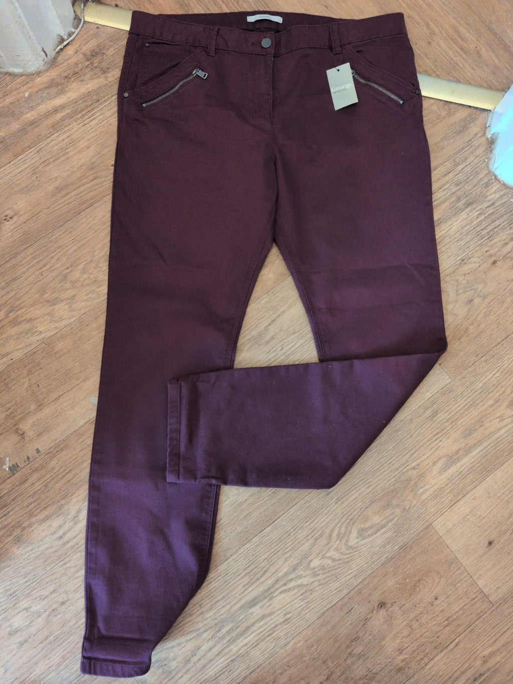 Ladies Brand New George Size 18 Burgundy Jegging