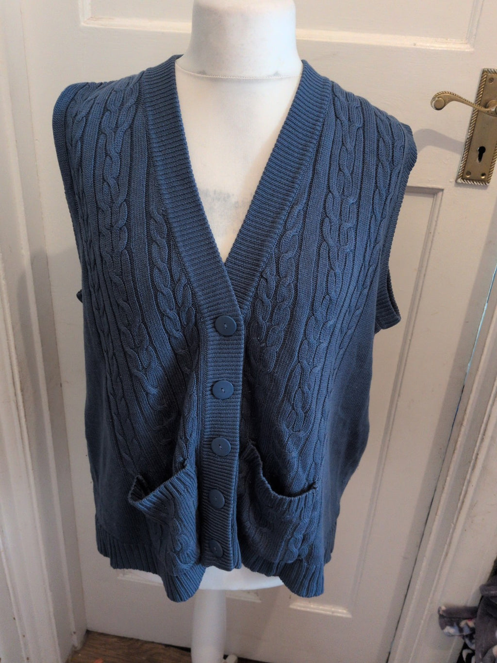 Classics 20/22 Navy Sleeveless V Neck Sleeveless Cardigan