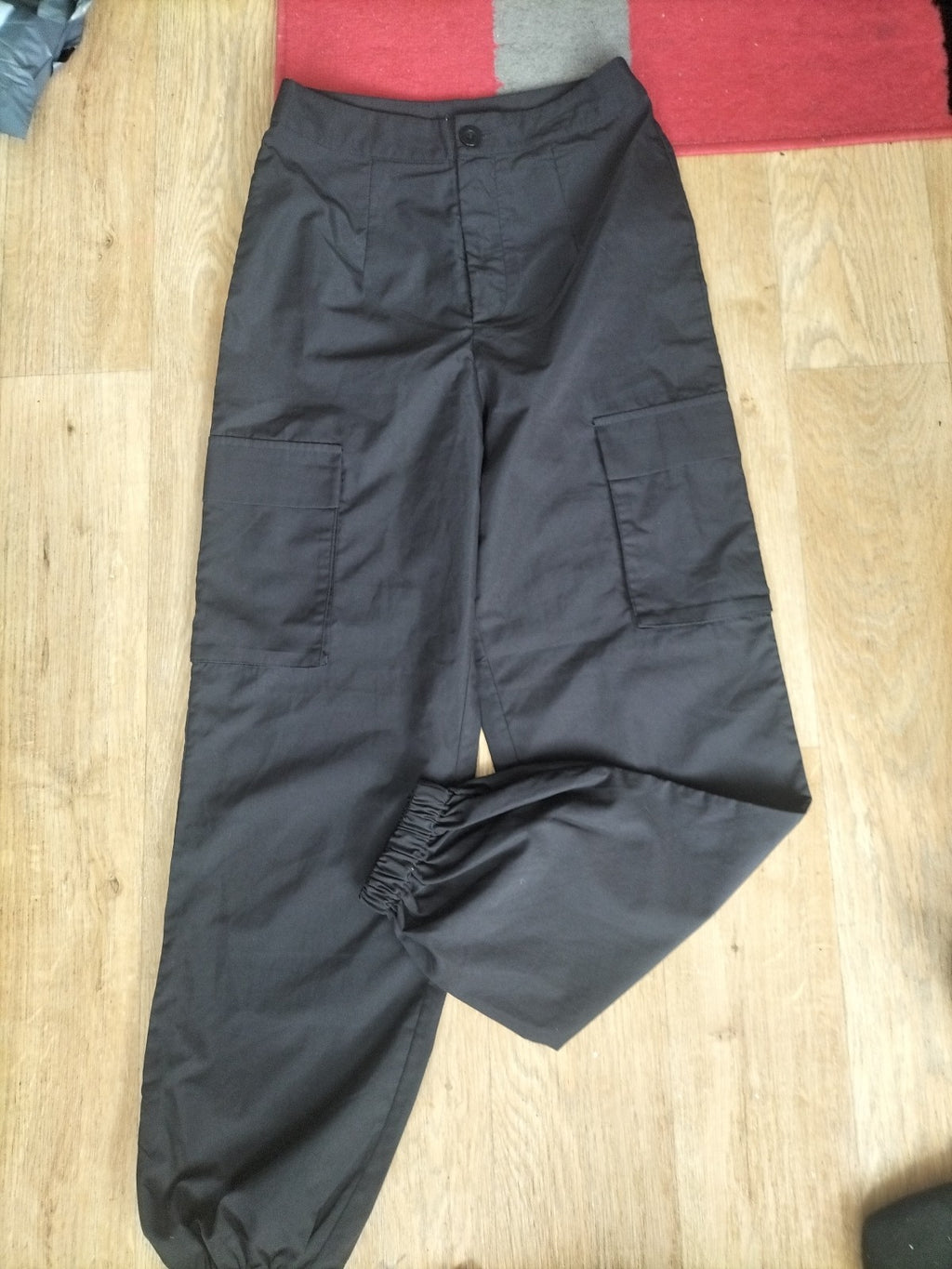 Ladies Size Medium Black Elasticated Cargo Joggers