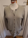 Ladies Marks And Spencer Size 10 Med Khaki 100% Lambswool Cardigan