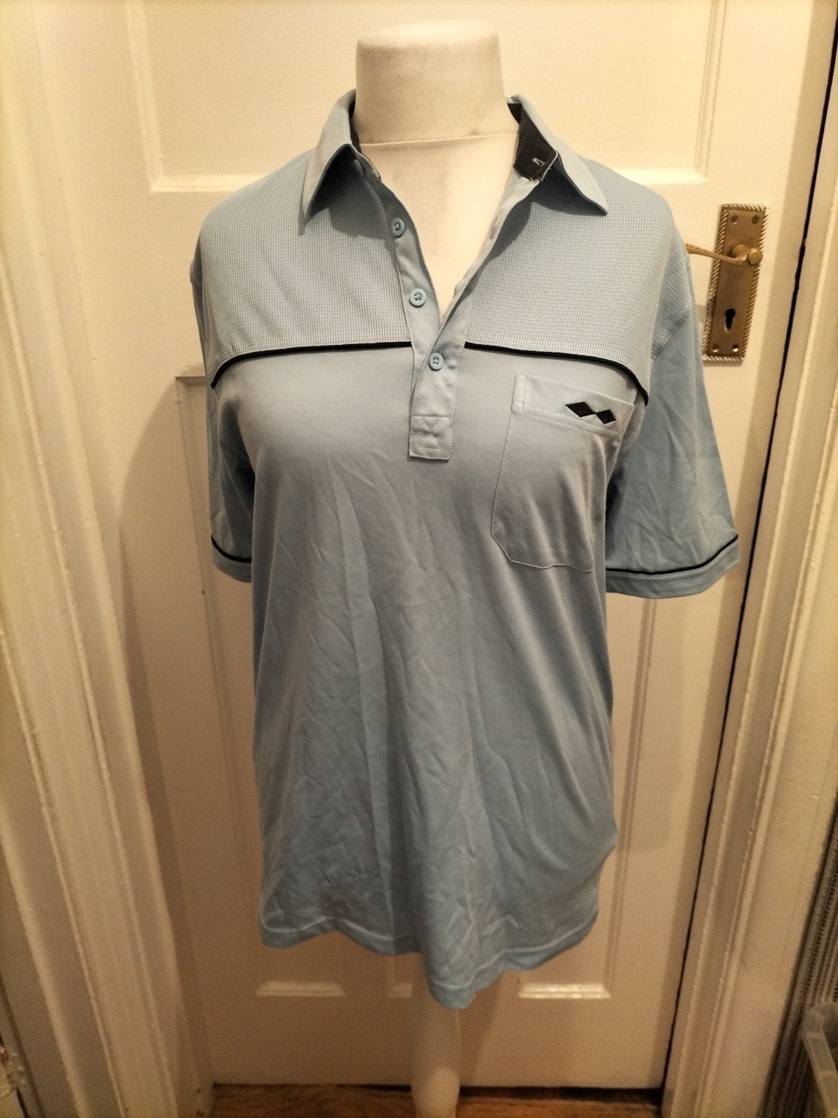 Mens Tom Hagan Size M Pale Blue Short Sleeved Polo