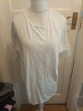 Ladies George Size 20 White Patterned Sleeve Round Neck T-shirt