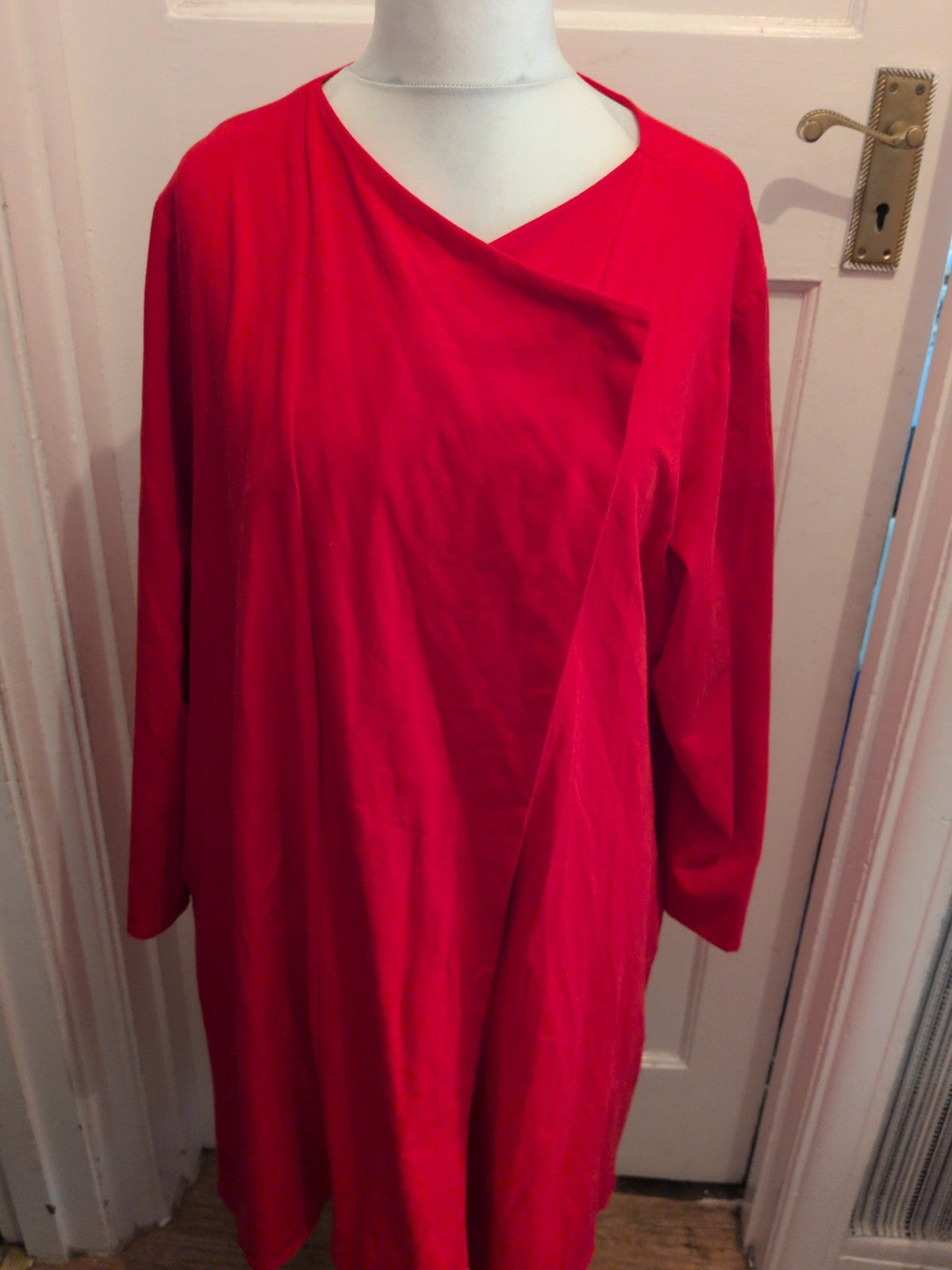 Ladies Size XL Red Half Sleeve Blouse Longline
