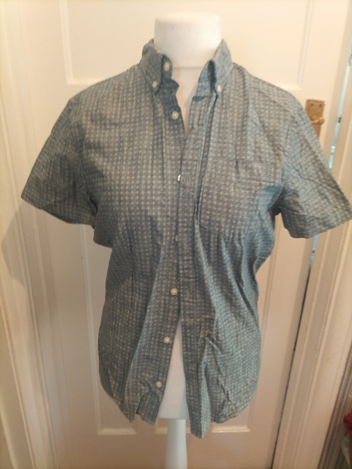 Mens F&F Size Small Indigo Yarn Short Sleeved Shirt